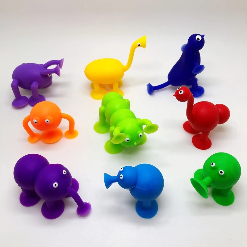 5 pçs aleatório mini otário ventosa boneca terra marinha estranho animal cupula otário copo criança ação brinquedo cápsula modelo figura fantoche