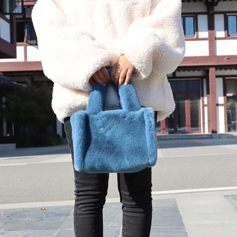 Faux Fur Candy Color Women Handbags Luxury Design Ladies Underarm Bags Winter Plush Female Furry Shoulder Bag Small Tote Purse