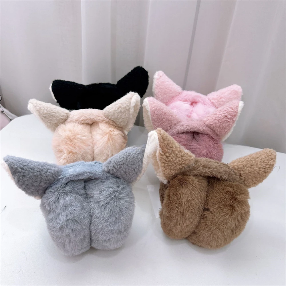 Cartoon Plush Elf Ears Folding Earmuffs Cute Thickened Warm Hair Band Girls Fox Ears Makeup Hair Hoops Fashion Earflap Headphone