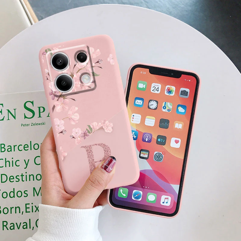 Letter Flower Phone Case For POCO X6 5G Shockproof TPU Bumper Soft Silicone Cover For Xiaomi POCO X6 PocoX6 Shell X 6 Fundas