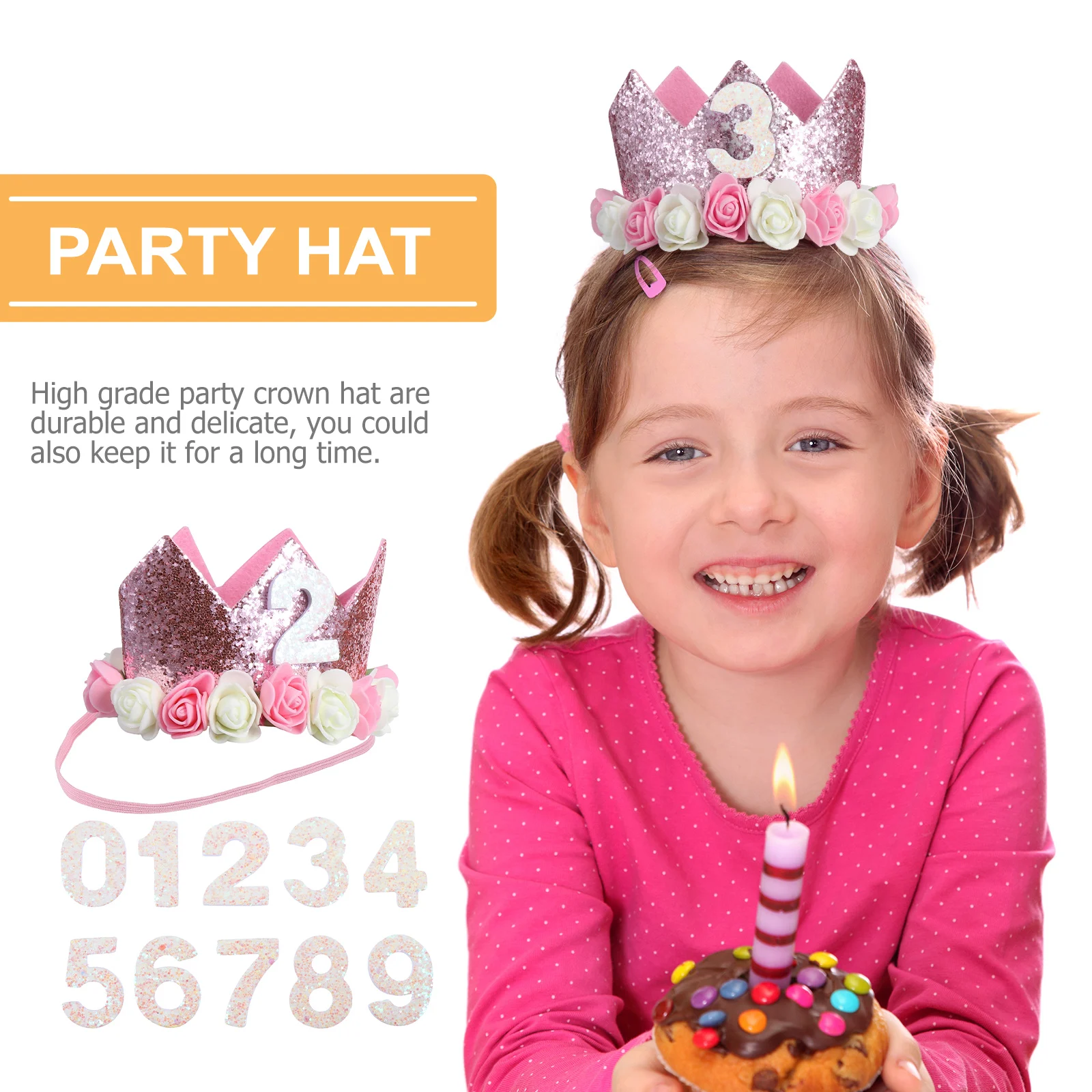 

Birthday Crown Hats for Girls Boys Oxford Cloth Headdress Flower Crown Party Supplies Numbers Hat Kids Birthday Gifts