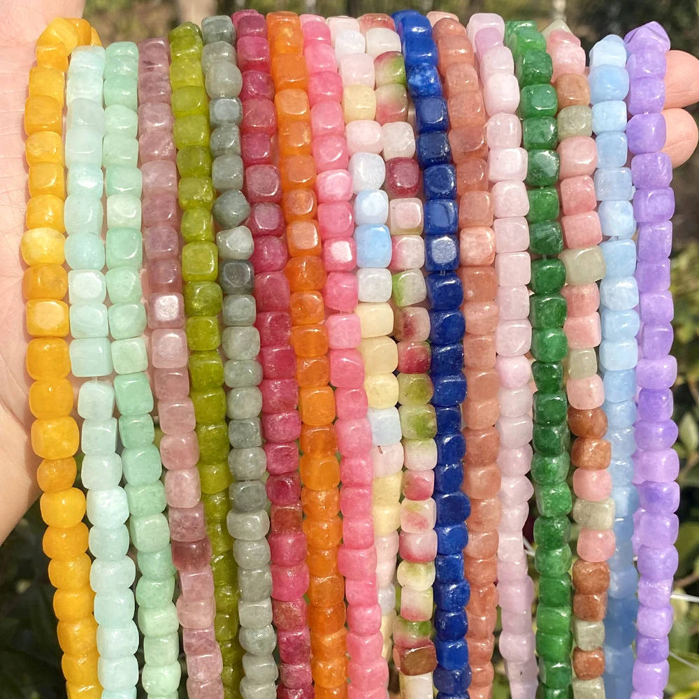 

8mm Natural Stone Square Candy Colorful Jades Beads For Jewelry Making DIY Earrings Necklace Bracelet Making Accessories 15”