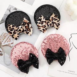 2Pcs Sequin Mouse Ears Hair Clips Glitter Hair Bows Cute Mice Ears Hair Clip Barrettes for Women Girls Hair Accessories forParty