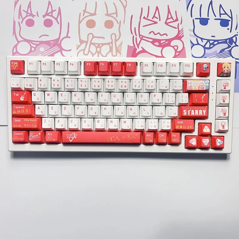 

138 Keys/Set BOCCHI THE ROCK! Kita Ikuyo PBT Keycaps Cherry Height for MX Switch Keycap DIY Mechanical Keyboard Game Gift