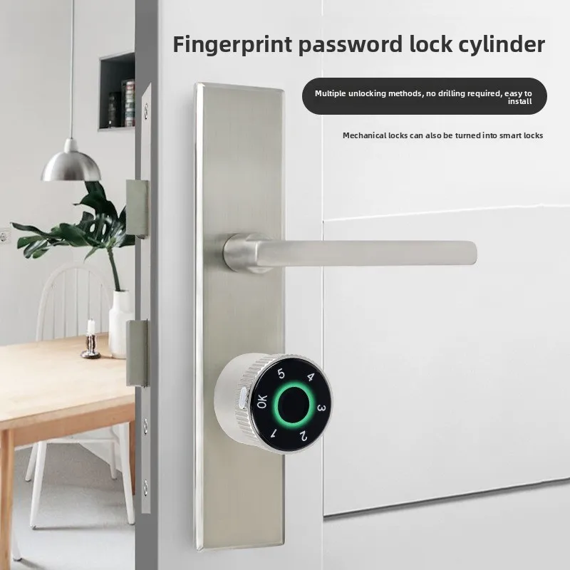 

Цилиндр умного замка для бытовой двери, граффити, цилиндр замка с паролем по отпечатку пальца, свободное отверстие, умный замок для деревянной двери в помещении