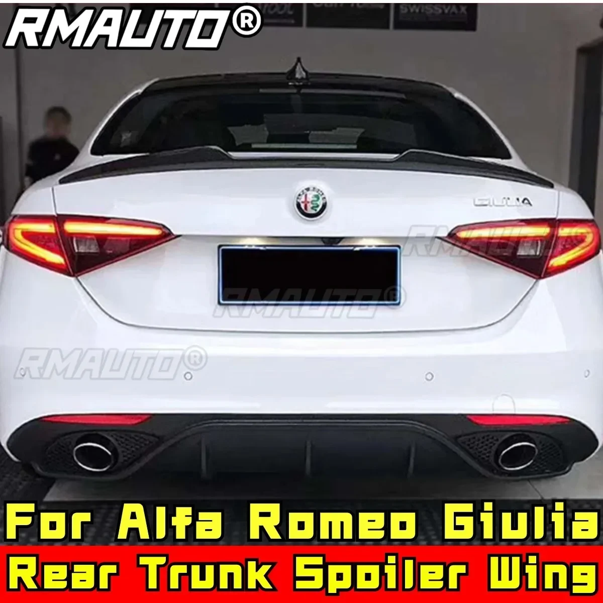 

For Alfa Romeo Giulia Body Kit Rear Splitter Rear Trunk Wing Glossy Black M4 Style Rear Trunk Splitter Car Accessories