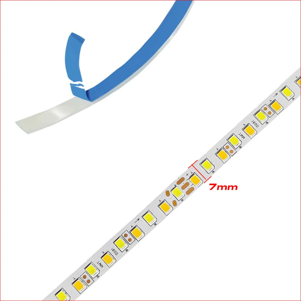 (3 Soldeerverbindingen) 5 Meter Breedte 7Mm 5b8cx2 200ma Sanan 2835 Chip Led Strip Constante Stroom 3 Kleuren Led Lint 16W × 2/Meter.