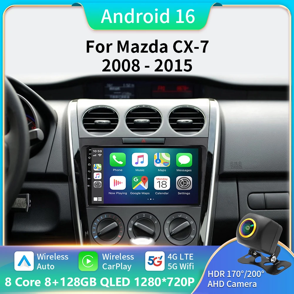 

For MAZDA CX-7 CX7 CX 7 2007 2008 2009 2010 2011 - 2015 GPS Navigation Multimedia Player 5G Carplay 2 Din Android 16 Car Radio