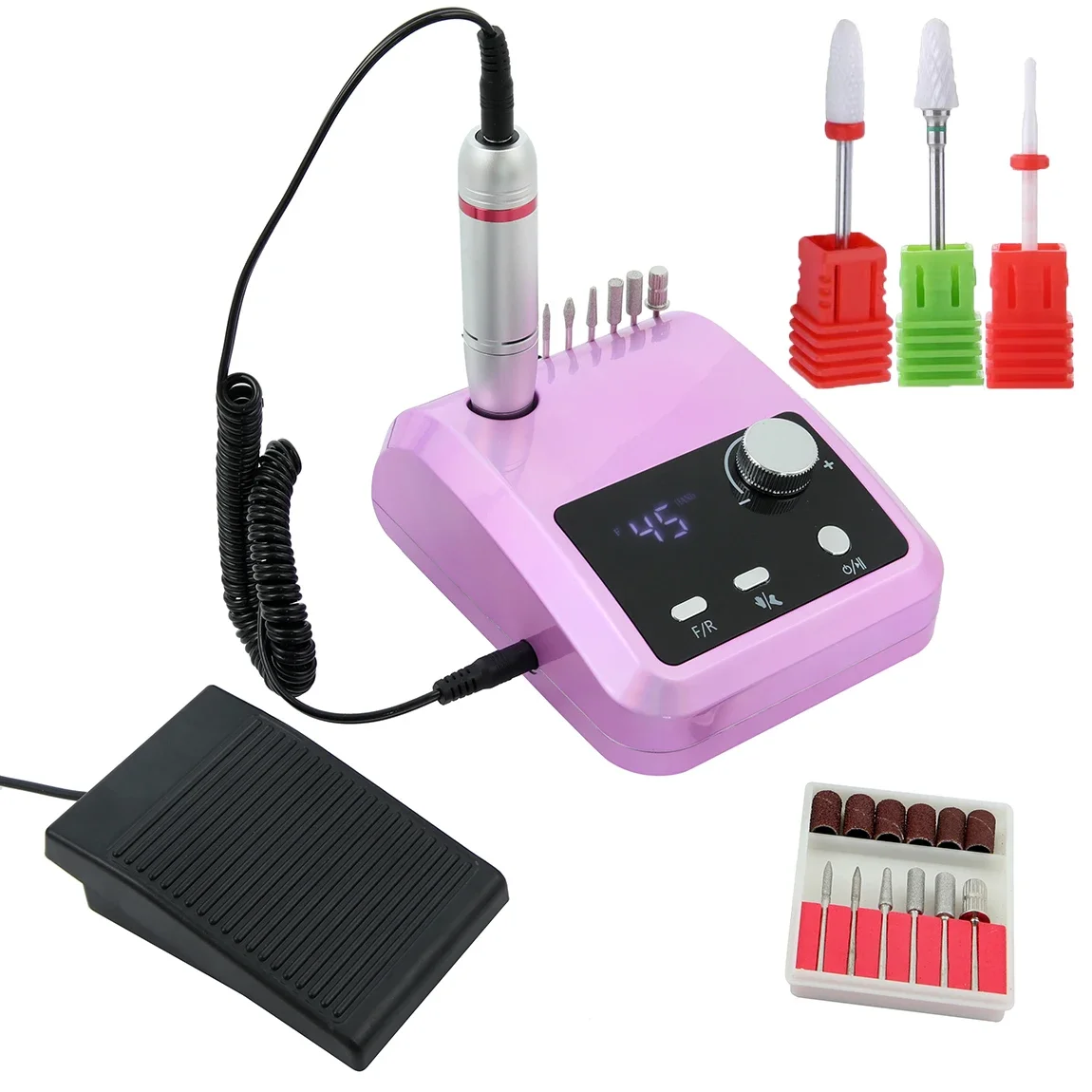 ใหม่ 45000RPM มืออาชีพเครื่องเจาะเล็บไฟฟ้าชุด 3 ชิ้นดอกสว่านเล็บเล็บซาลอนอุปกรณ์เครื่องขัดเงาเครื่องมือ