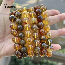 8mm 14mm Floral Amber Bracelet Wholesale Diy Original Gift Baltic Precious Stone Plant Round Beads New Natural Genuine Jewelry