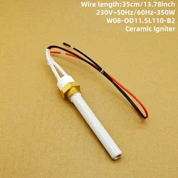 230V350W Ceramic Igniter for Pellet Stove Heating Tube Spark Plug for Wood Pellet Stove 11.5x6.5x110mm