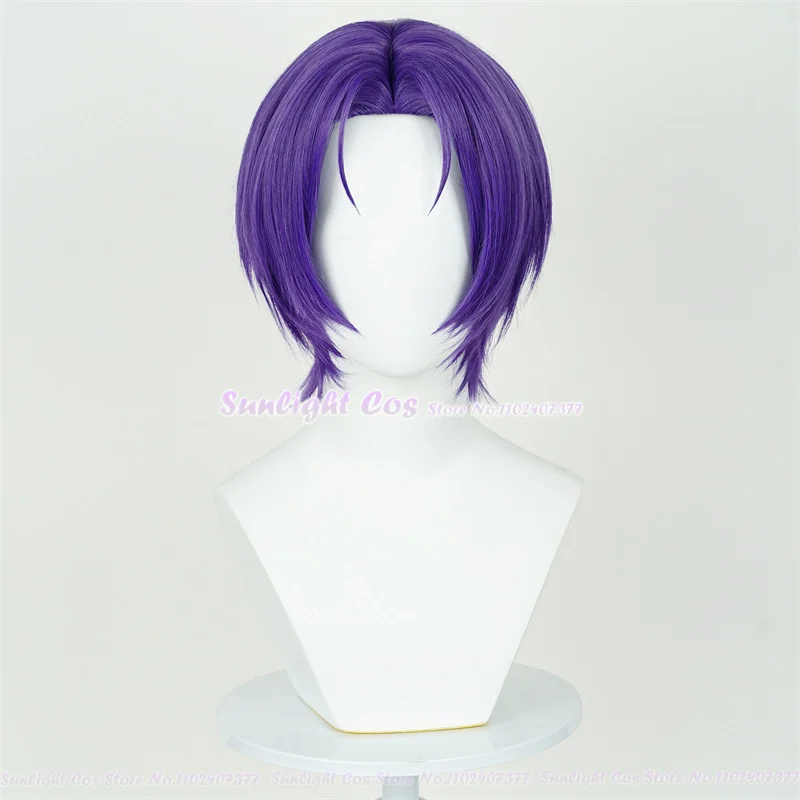 Anime   Reo Mikage Cosplay Wig Purple Short Scalp Wig Heat Resistant Synthetic Hair Role Play Wig In Stock + Wig Cap