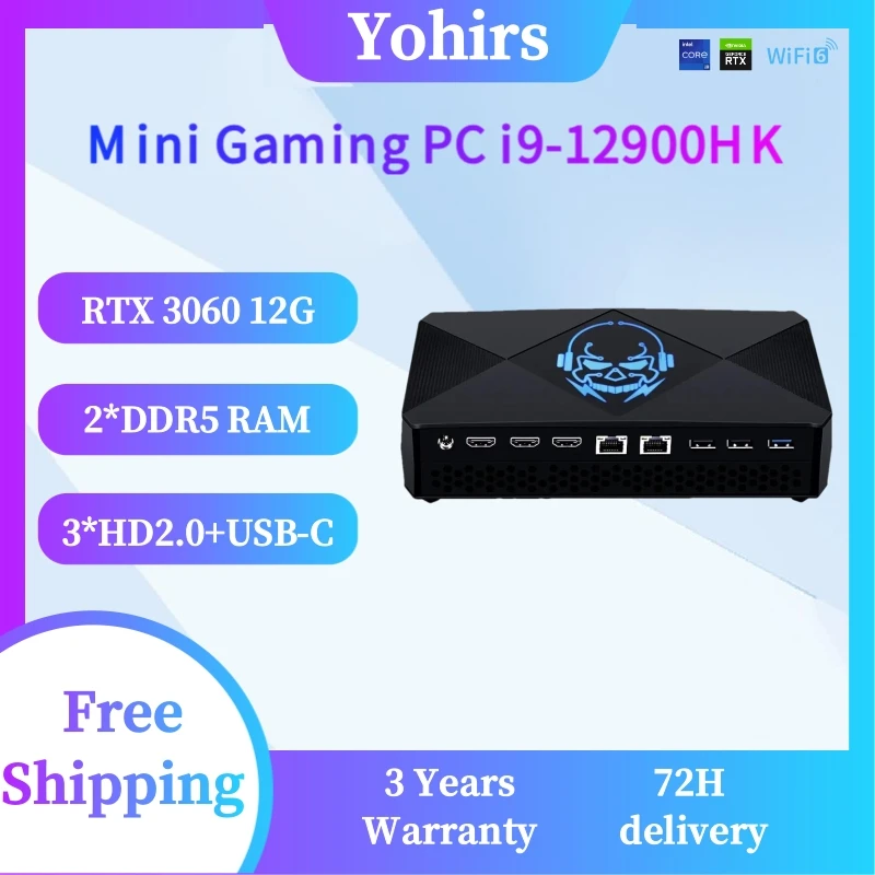 13° Mini PC da gioco Intel Core i9 12900HK i7 12650HX i7 13700H NVIDIA GeForce RTX 3060 12G GDDR6 DDR5 NVME Windows11 Pro Wifi6