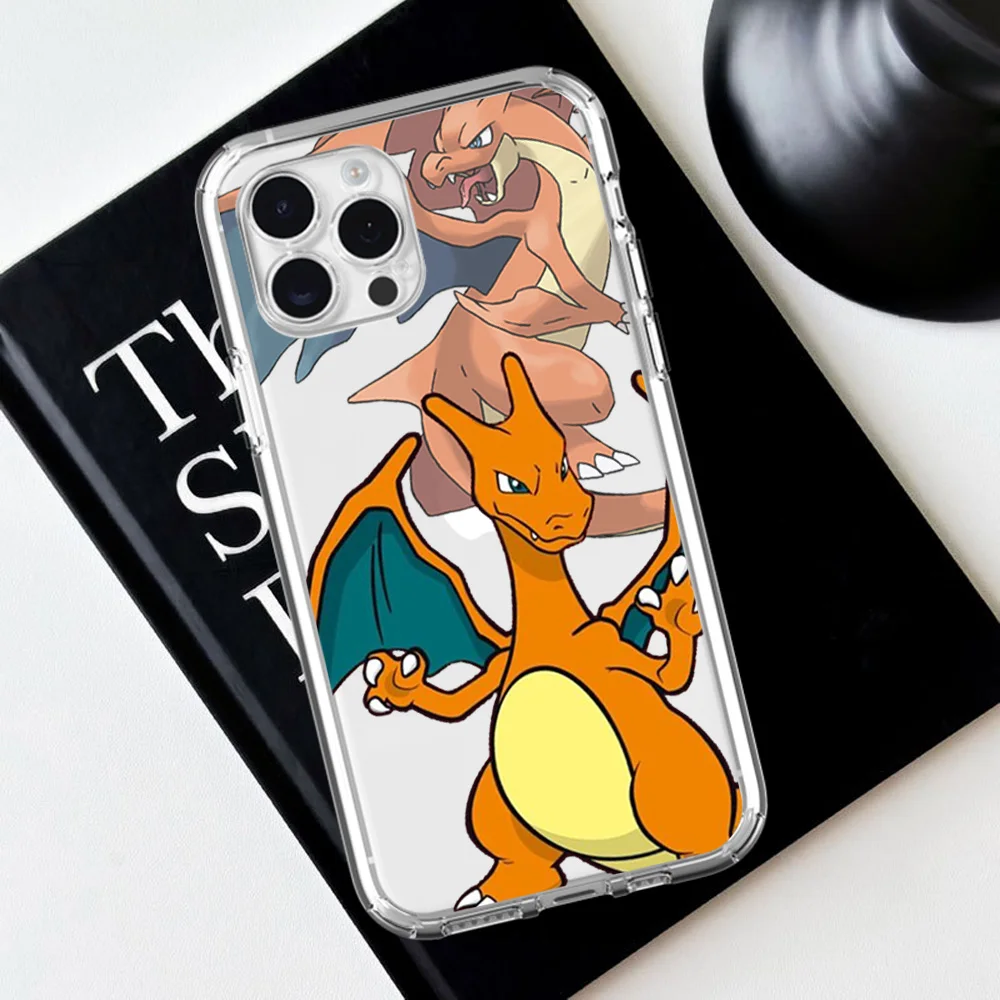 MINISO Pokemon Charizard For iPhone 16 15 13 14 12 11 Pro Plus MAX XS iPhone13 14 Mini Transparent Phone Case