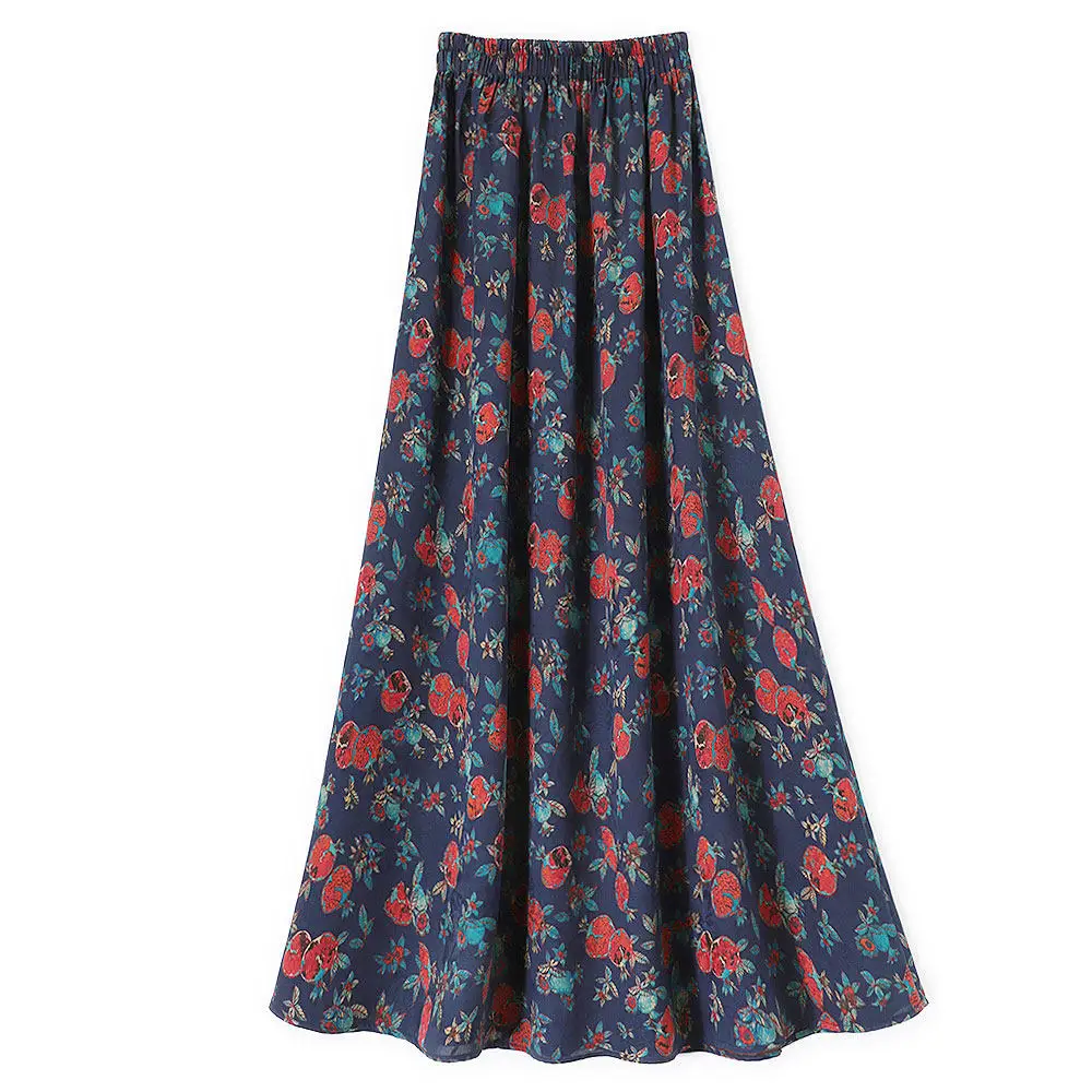 BirdTree-Silk Watered Gauze Elegant Skirts, Elastic Waist Hua Luo, Women Retro Versatile A-line Skirt, 2026 Summer New B66831CC