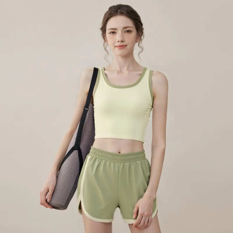 Gilet fitness da donna Estate Ciclismo Corsa Yoga Reggiseno sportivo Top con supporto integrato Completo da allenamento Set Abbigliamento da yoga per donna