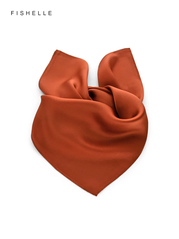 Solid Color Rust Red Natural Silk Small Square Scarf Real Silk Scarves Women's Scarf Hijabs For Woman Spring Autumn Handkerchief