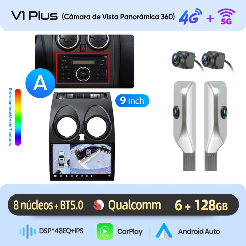 Junsun Radio Voz AI voor Nissan Qashqai J10 2006-2013 draadloze CarPlay Android Auto autoradio 2DIN met Bluetooth DAB+ GPS RDS