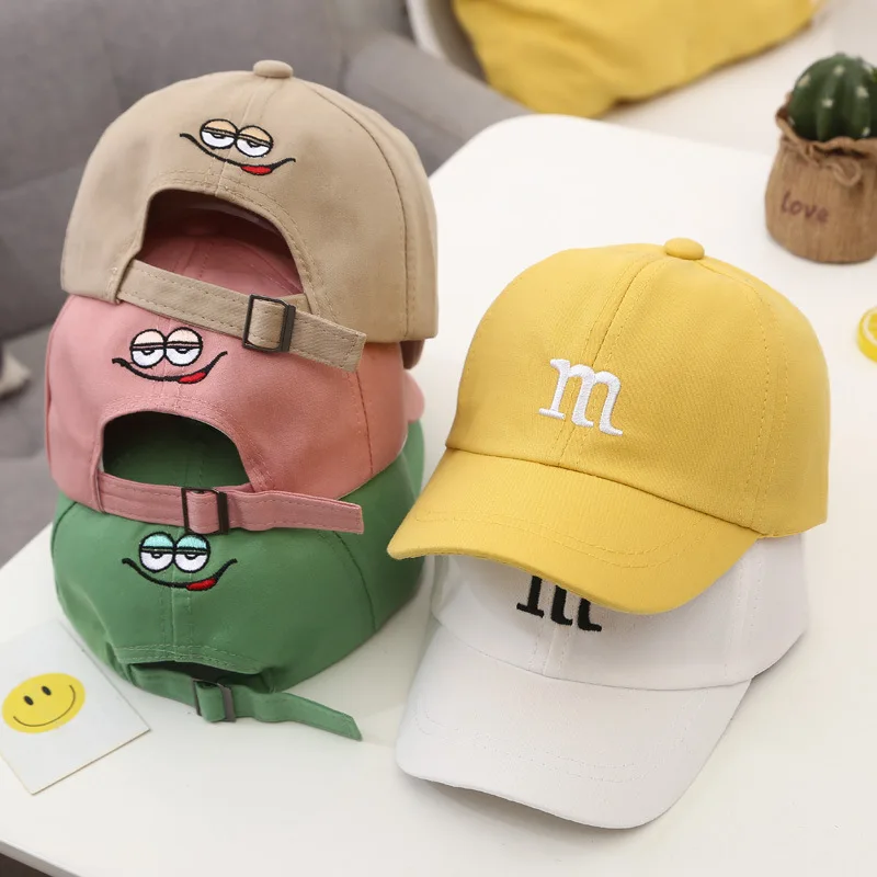 아기 야구 모자 글자 자수 어린이 피크 모자, 소년 소녀 단색 어린이 조절 가능한 태양 모자 Gorras, 여름 신상