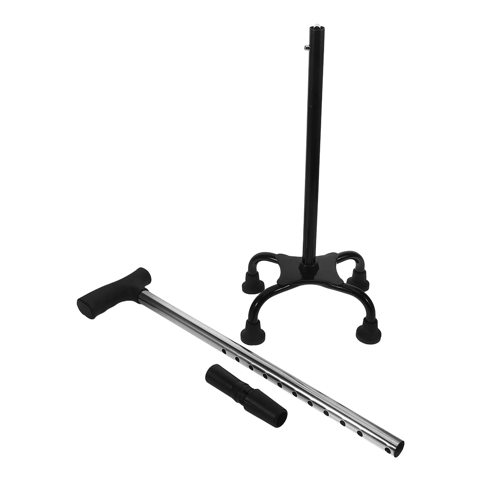 

Stainless Steel Adjustable Walking Stick with 4-Prong Anti-Slip Base Telescopic Mobility Cane for Elderly Seniors Hiking