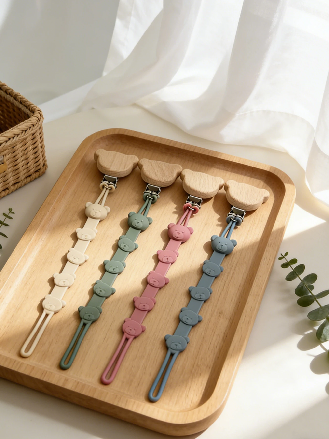 

Силиконовая цепочка для пустышек для младенцев и малышей, держатель для пустышки в форме медведя, цепочка-прорезыватель для пустышки с защитой от падения