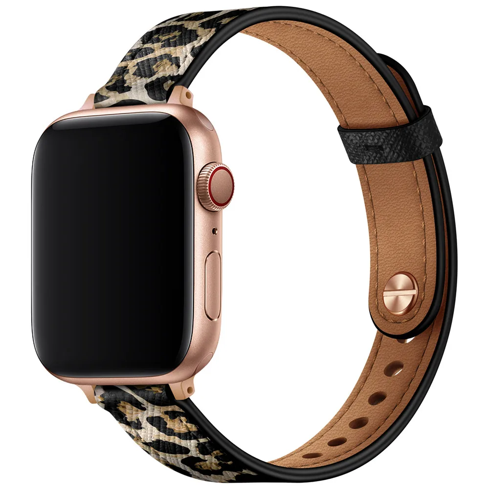 

Women Slim Band For Apple Watch 41mm 45mm 40mm 44mm 38mm 42mm Top Genuine Leather Wrist Strap For iWatch SE 7 6 5 4 3 Bracelet