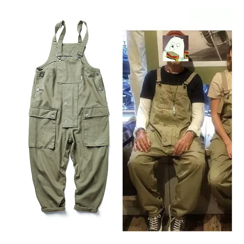 

American Casual One Piece Set Suspenders Men's Overalls Loose Fashion Denim Jumpsuit Men