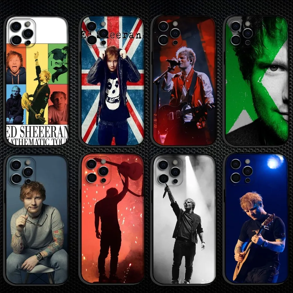 

E-Ed Sheeran Singer Phone Case For iPhone 16,15,14,13,12,11 Plus,Pro Max,XS,X,XR,SE,Mini,8,7,Soft Silicone Black Cover
