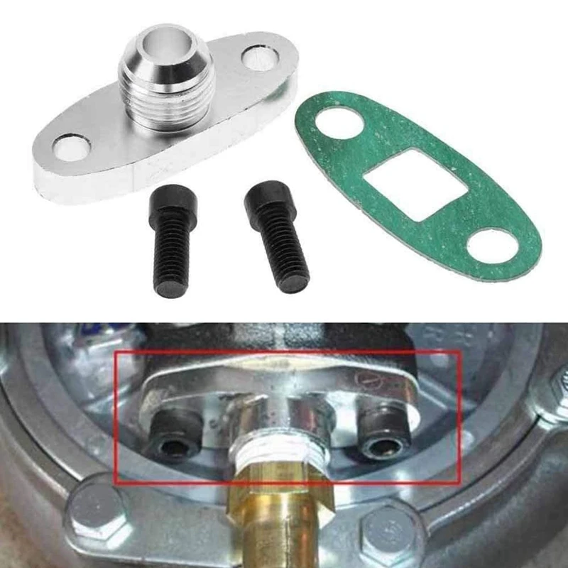 Turbo Oil Drain Outlet Flange Gasket Adapter Kit Set 10AN 10 An Fitting T3 T4 Refitting The An10 Turbocharger