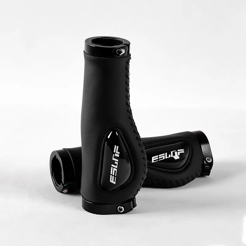 Leder Fahrrad Anti-shock Lenker Griffe Stoßdämpfung Ergonomische Berg Radfahren Anti-slip Weiche Silikon Fahrrad MTB Griffe