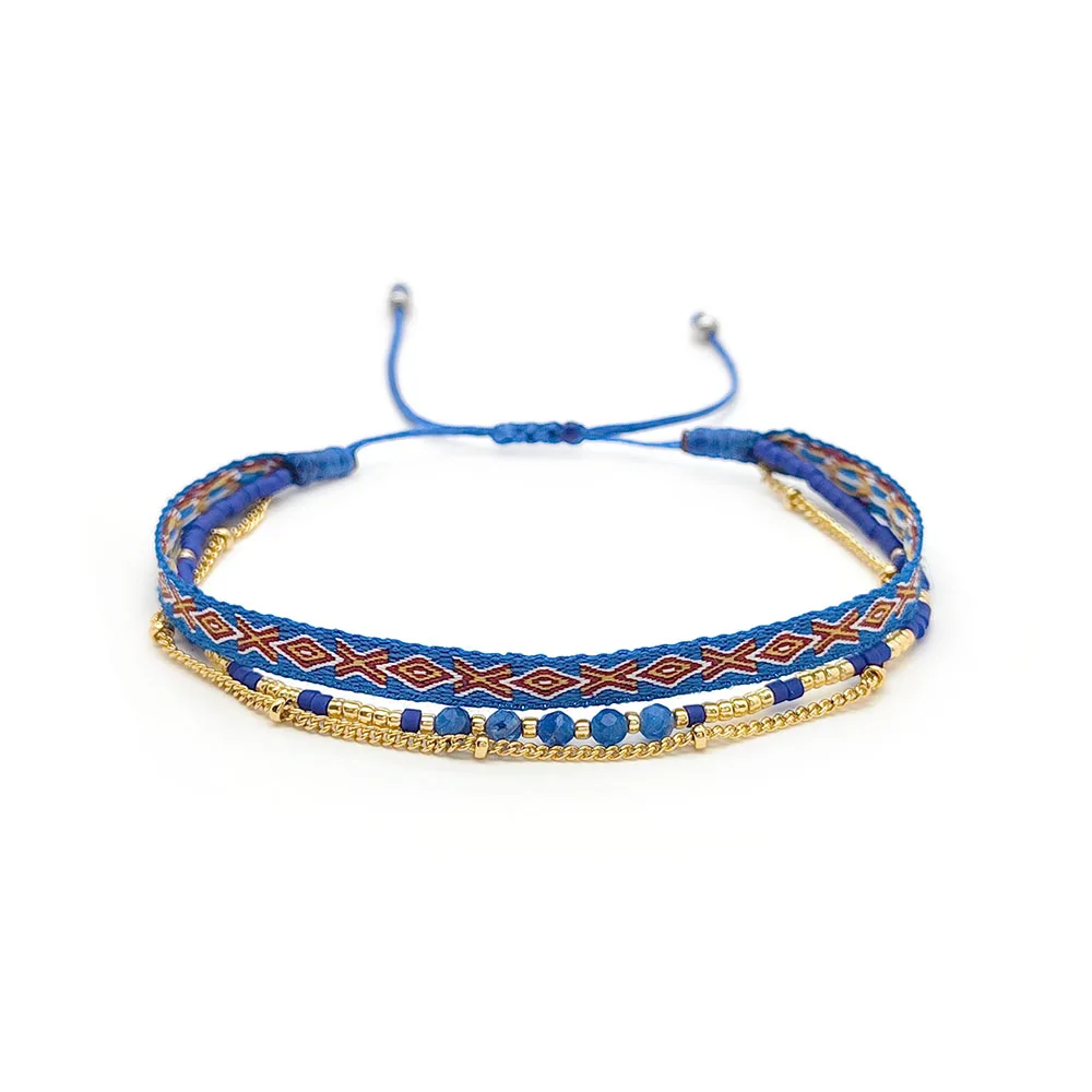 KKBEAD Damen Boho Mehrschichtiges Stoffarmband Geschenk Kolumbien Schmuck Stoff Pulseras Femme Freundschaftsschmuck – Detail 8