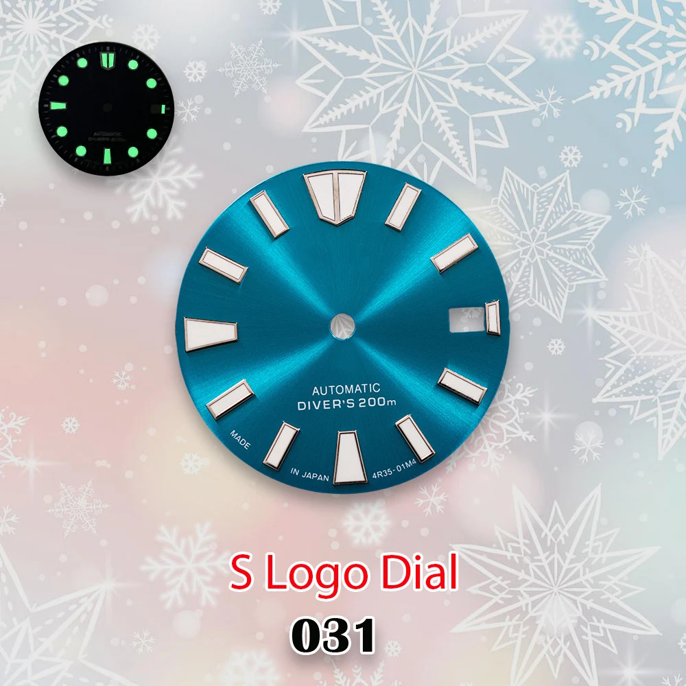 28.5 مللي متر NH35 الطلب S شعار التلقائي غواص لا الأيدي صالح NH36/4R/7S اليابانية حركة C3 مضيئة ساعة تعديل الملحقات