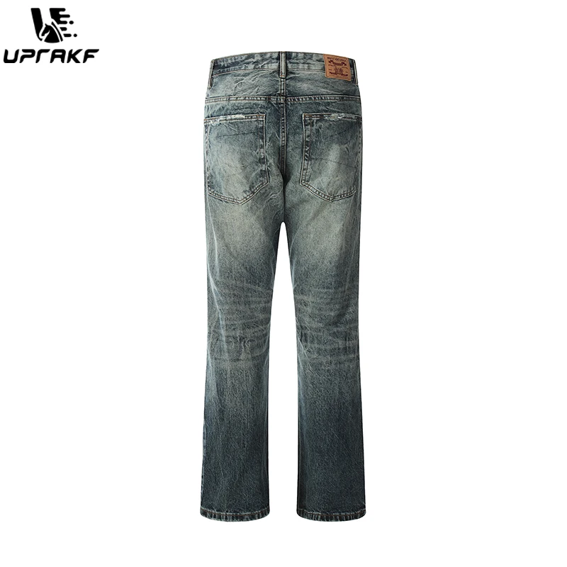 UPRAKF Ripped Jeans Streetwear Basic Pants High Street Autumn Casual Blue Pocket Denim Fashion Summer