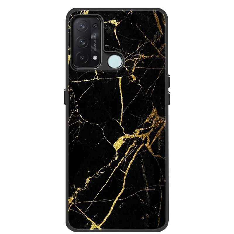 For OPPO Reno5 A 5A 5G Case Fashion Marble Silicon Black Soft Bumpers for Oppo Reno 5A Phone Cases Reno5A 5 A Cartoon TPU Shells