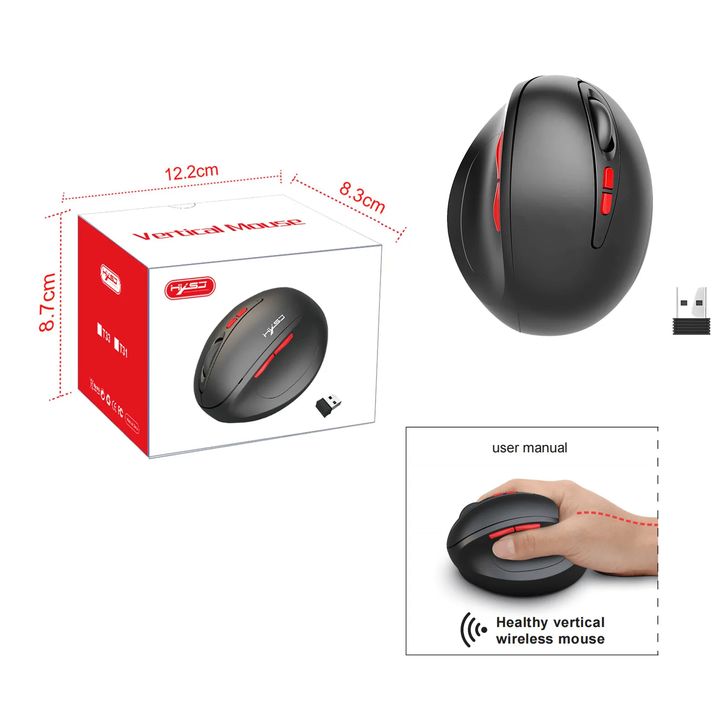 Vertical Ergonomic Mouse For Fortnite LOL PUBG For MacBook Tablet Laptops Computer PC Rechargeable 2.4G Wireless Mouse Mice