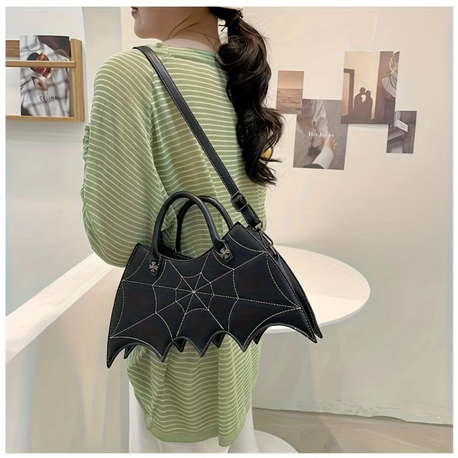 

Gothic Spider Web Shoulder Bag - Halloween Crossbody Bag, Punk Style Handbag
