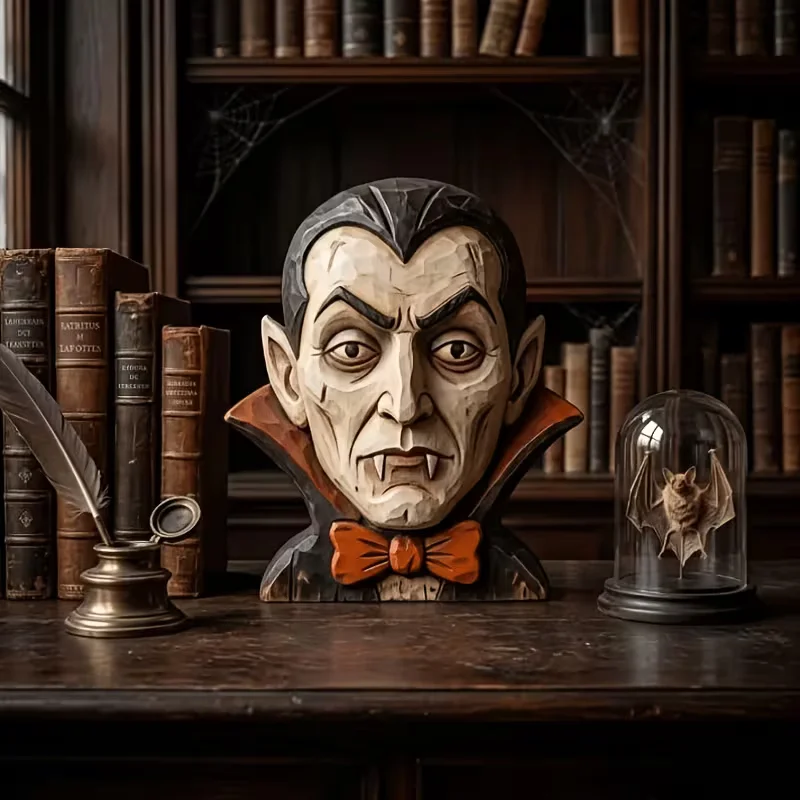 2/1 Piece Set Large Vintage Halloween Monster Wooden Decorations, Frankenstein and Vampire Decorations, Rustic Halloween Shelf Ornaments, Horror Multi-Layered Ornaments, Halloween and Christmas Gifts