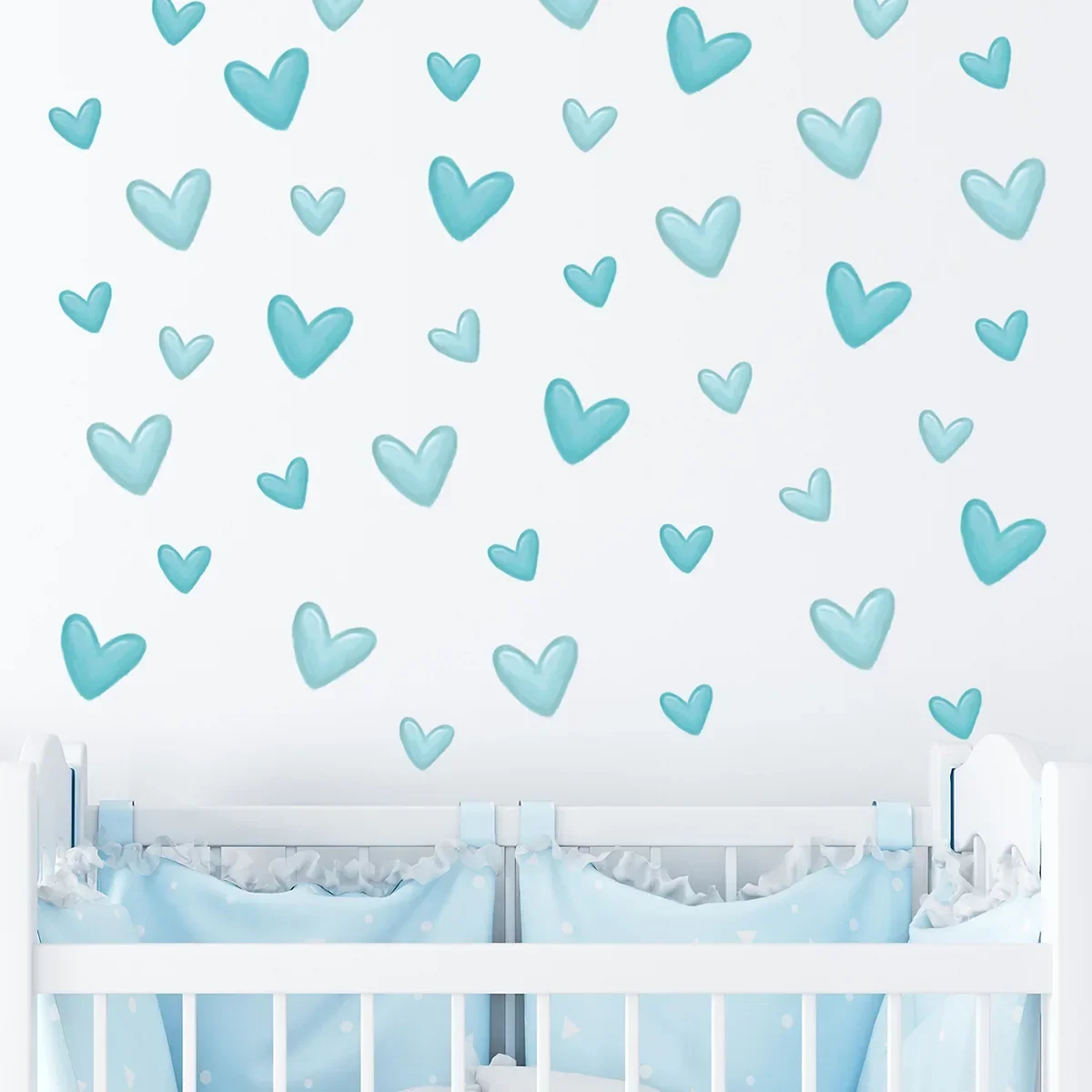 6Sheet/Set Novelty Cartoon Blue Heart Wall Stickers Art Home Decorations Wall Decals For DIY Living Room Kids Room Wall Decor