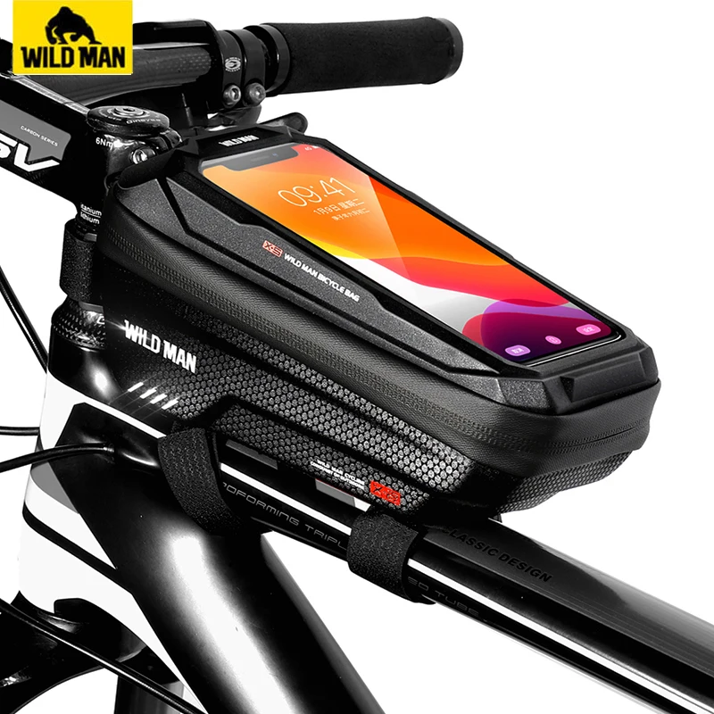 WILD MAN Bike Bag Front Cycling Bag Rainproof Touch Screen Bicycle Phone Bag 6.5 Inch Mobile Phone Case Mtb Accessories