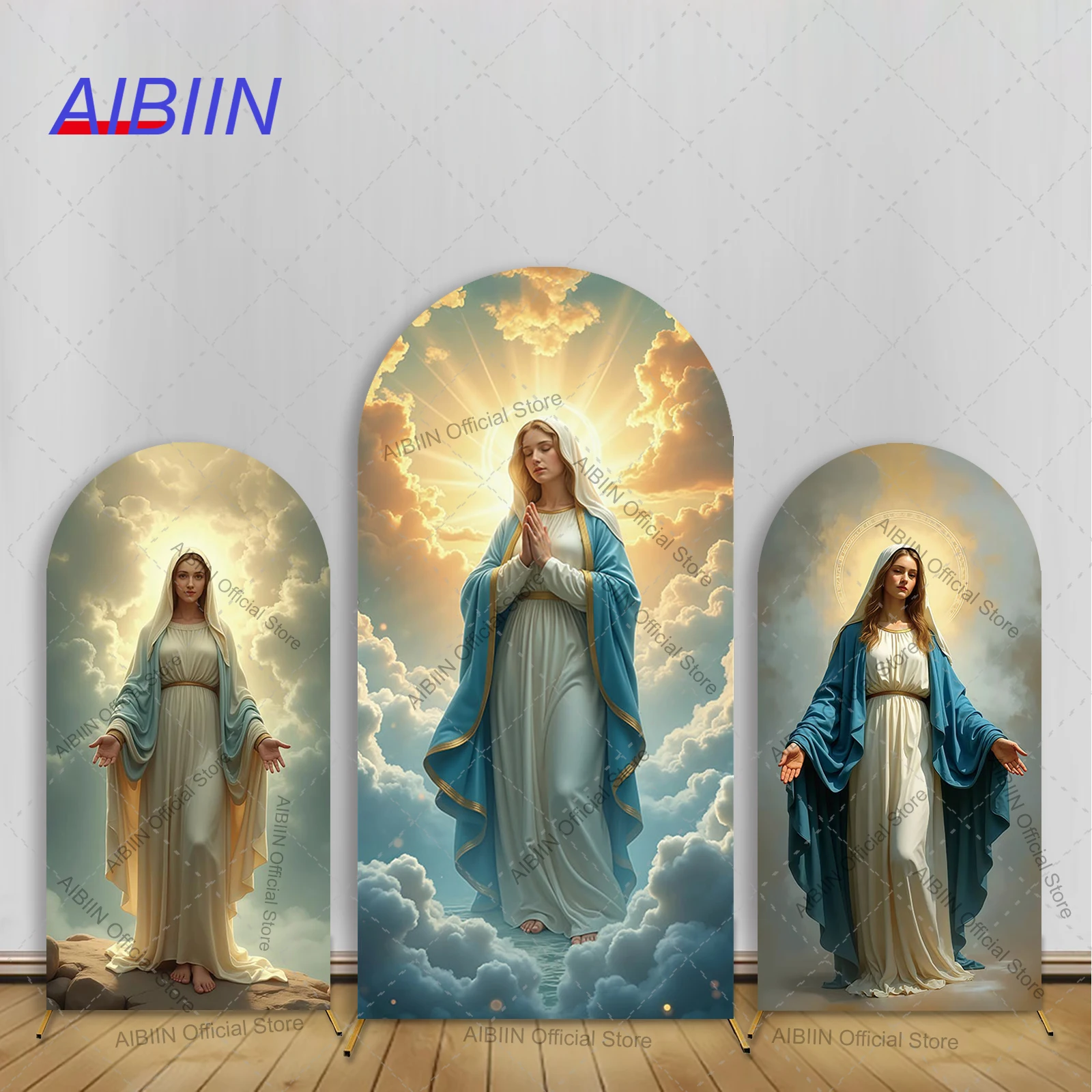 Madre María bendición bautismo arco telón de fondo cubierta Amen Angel niños primera comunión Baby Shower fiesta decoración foto fondo