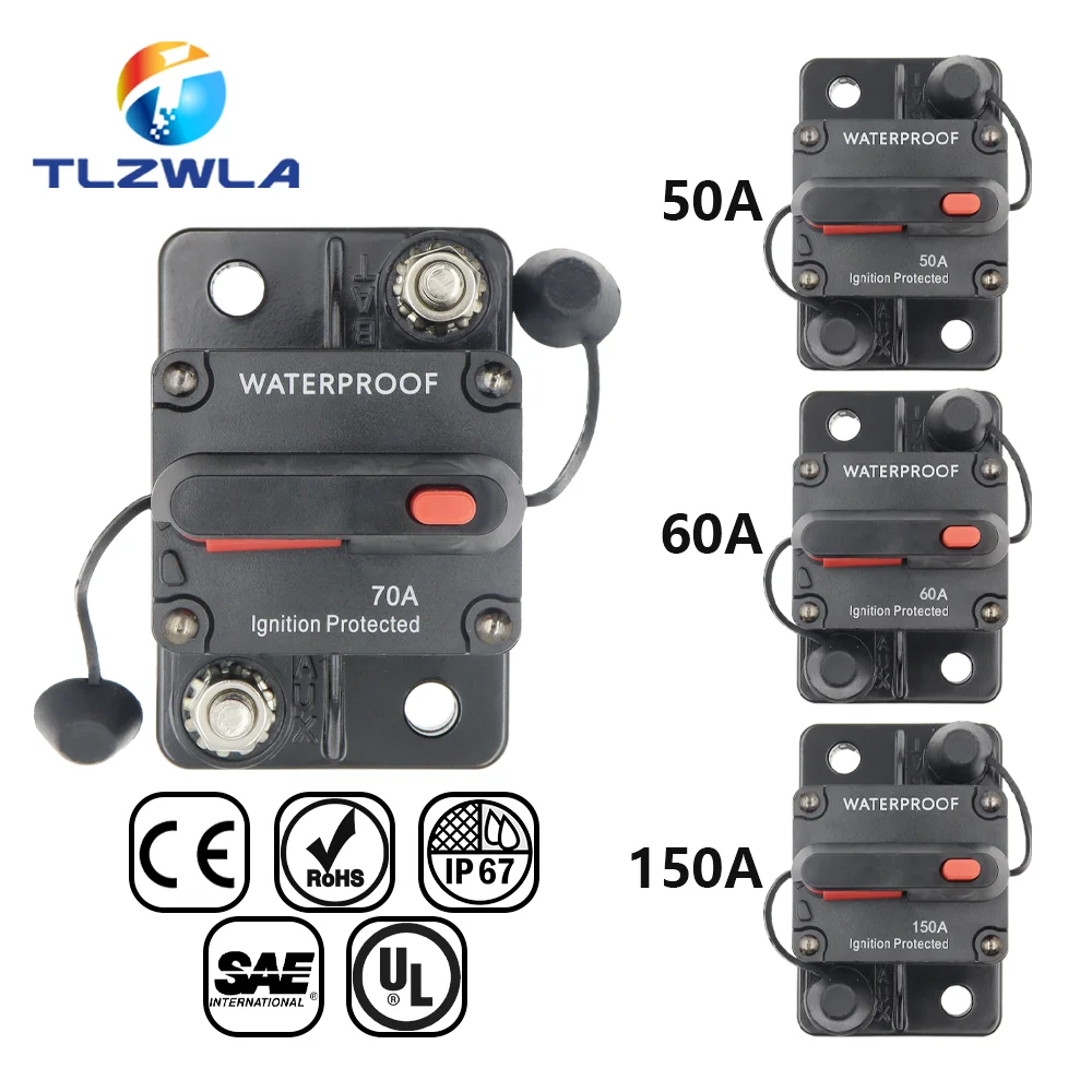 Brand 30A 40A 50A 60A 70A 80A 100A 120A 150A 200A 250A 300A AMP Circuit Breaker Fuse Reset 12-48V DC Car Boat Auto Waterproof