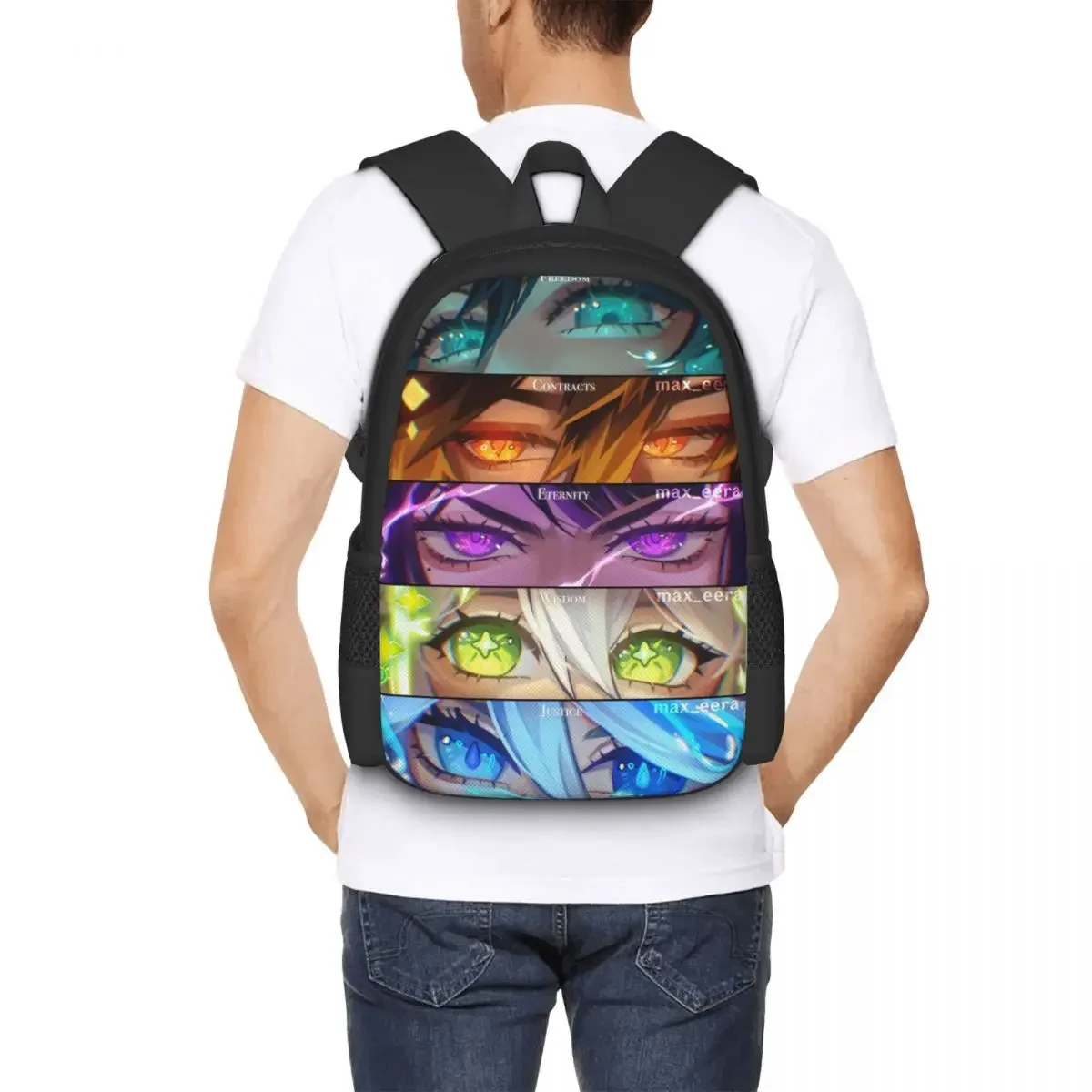 Tas Ransel Laptop Travel Anime Genshin Impact Tas Buku Tas Komputer Sekolah Perguruan Tinggi Daypack Kasual untuk Wanita & Pria