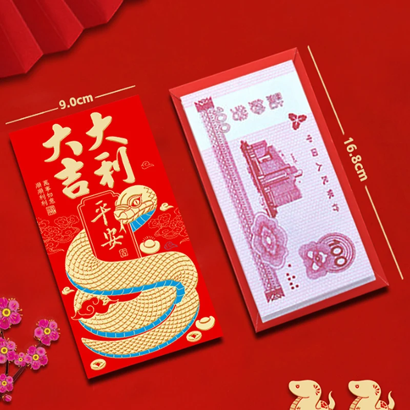 6 pçs 2025 cobra ano envelope vermelho dos desenhos animados bonito primavera festival envelope vermelho ano novo chinês envelopes vermelhos presentes criativos