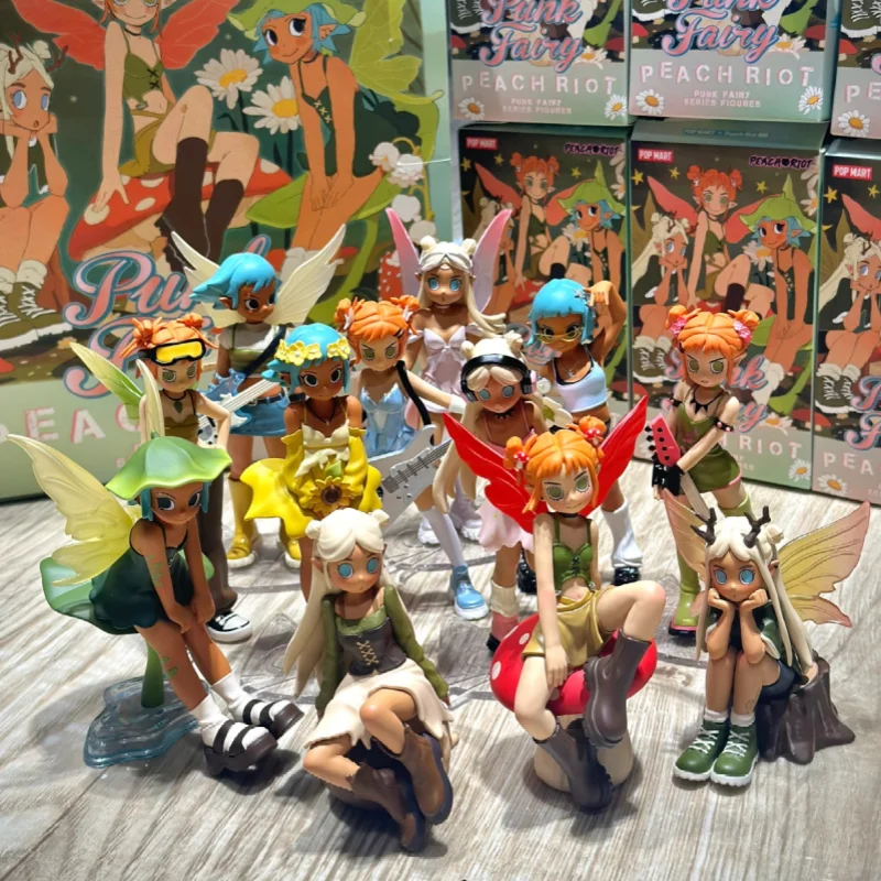 Pop Mart Peach Riot Punk Fairy Series Caja Sorpresa, Decoración de Escritorio, Modelo Adorable, Juguetes de Regalo, Anime
