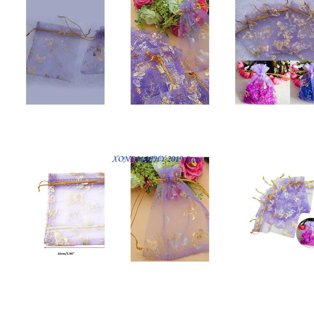 

F42F 25pcs Organza подарочные пакеты ювелирные мешки для шнурки свадебная вечеринка конфеты 10x12см