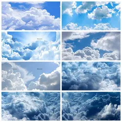 Blue Sky And White Clouds Background Newborn Spring Children Pilot Birthday Party Baby Shower World Travel Custom Background