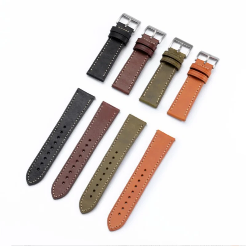 

Quick Release High Quality Oil Wax Cowhide Leather Watch Strap for 18mm 20mm 22mm Replacement Waterproof Watch Band Bracelet