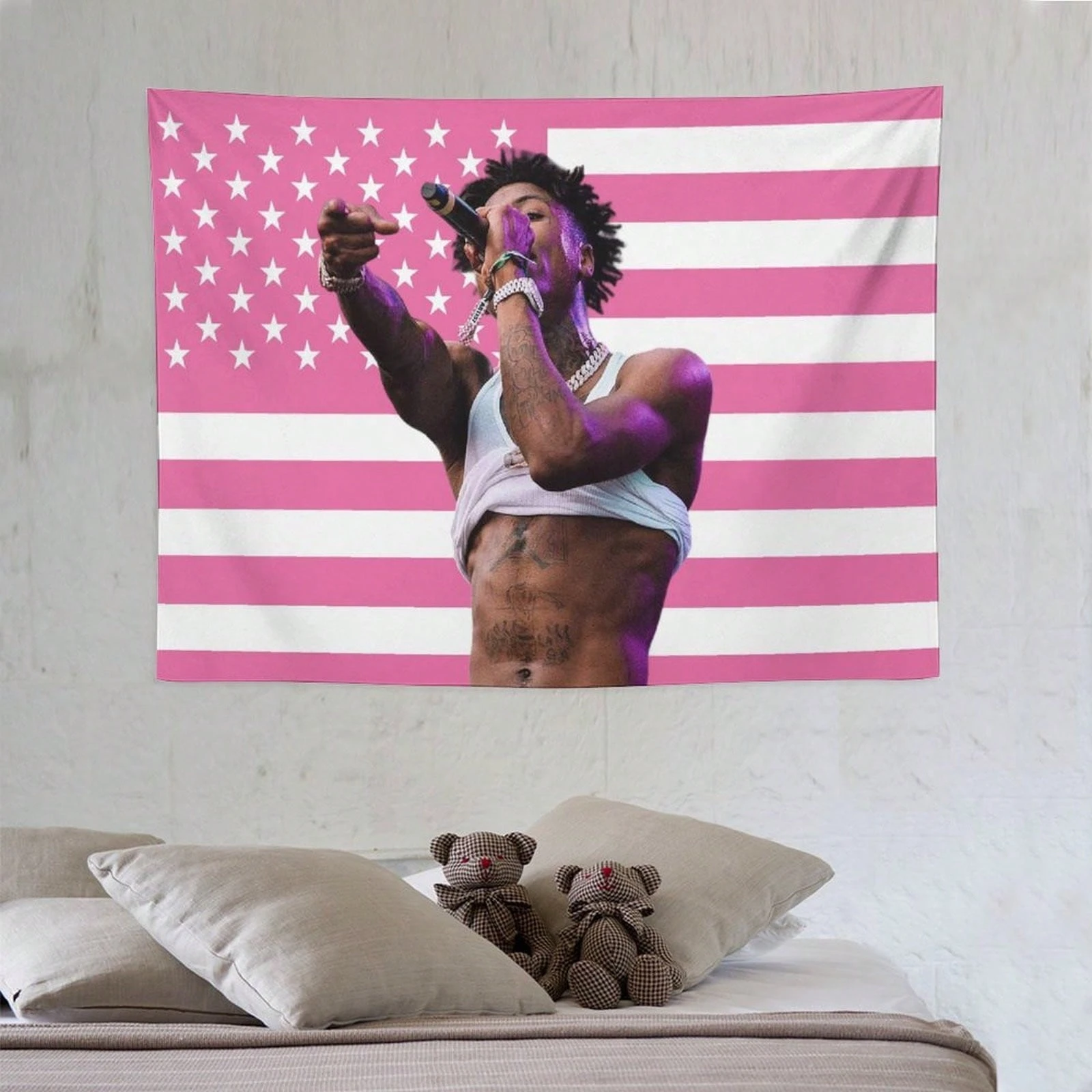 YoungBoy Rapper Wandteppich, Musik-Kunst-Poster, Flagge für Raumgestaltung, Schlafzimmer, Wohnzimmer, Heimbüro, Studentenwohnheim und Party-Dekoration