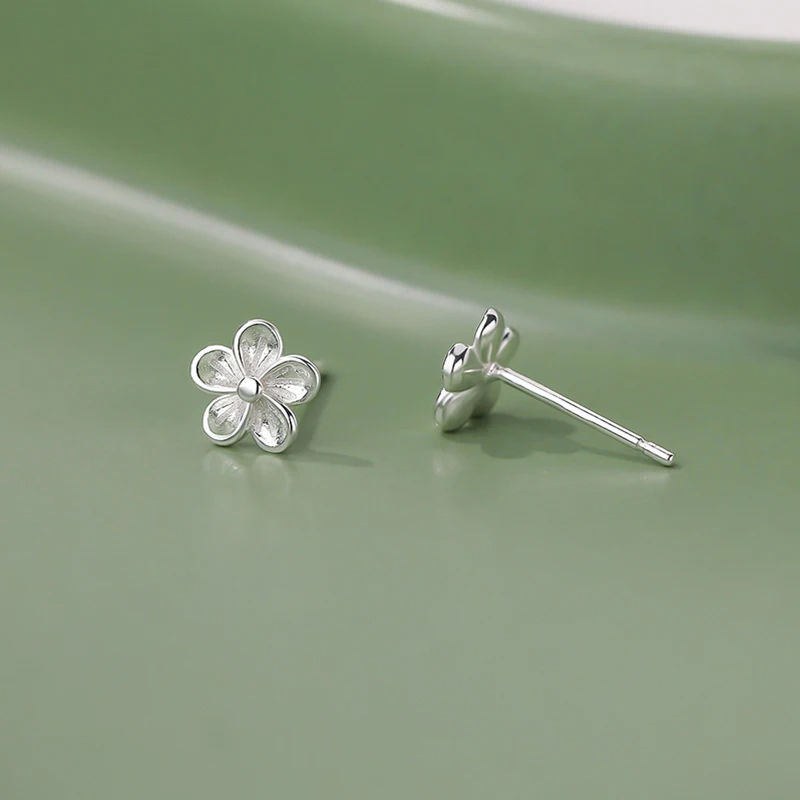 SOFTPIG Real 925 Sterling Silver Mini Flower Stud Earrings for Women Cute Plant Fine Jewelry Ear Hole Care Accessories