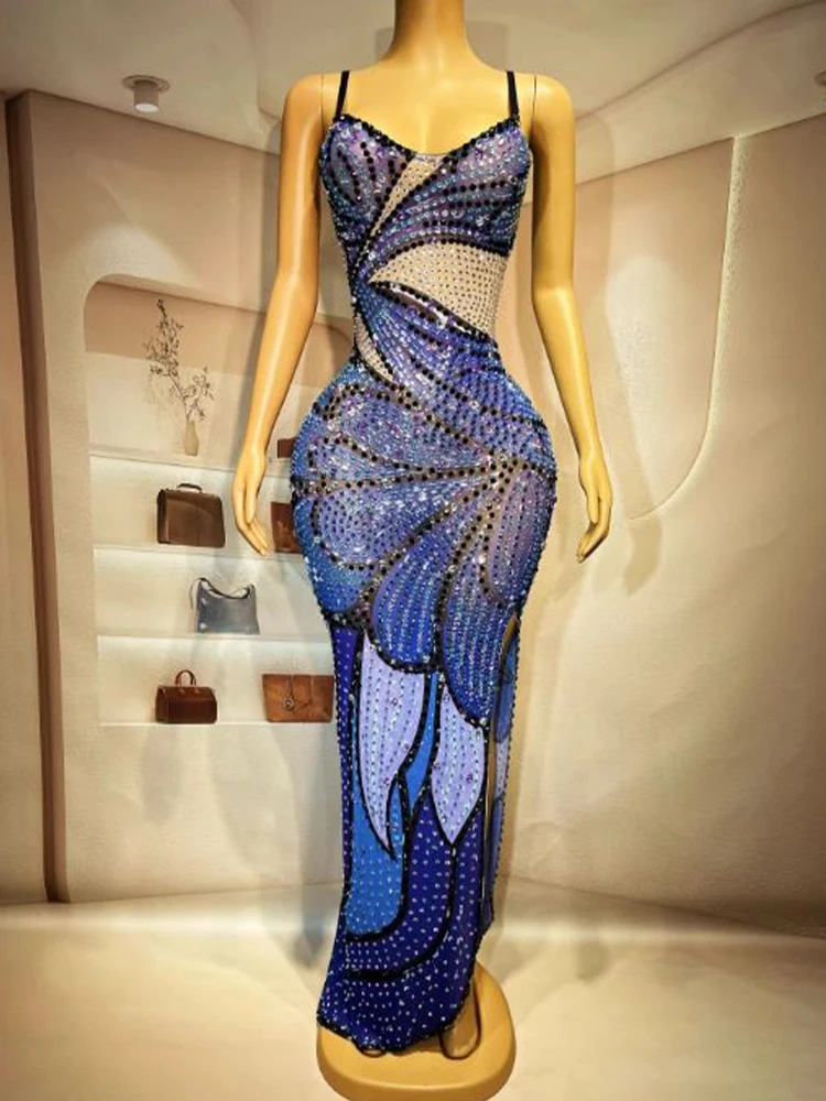 

High Quality Hot Diamond Sexy Split Buttocks Strap Dress 2024 New Fashion Custom Women'S Clothing